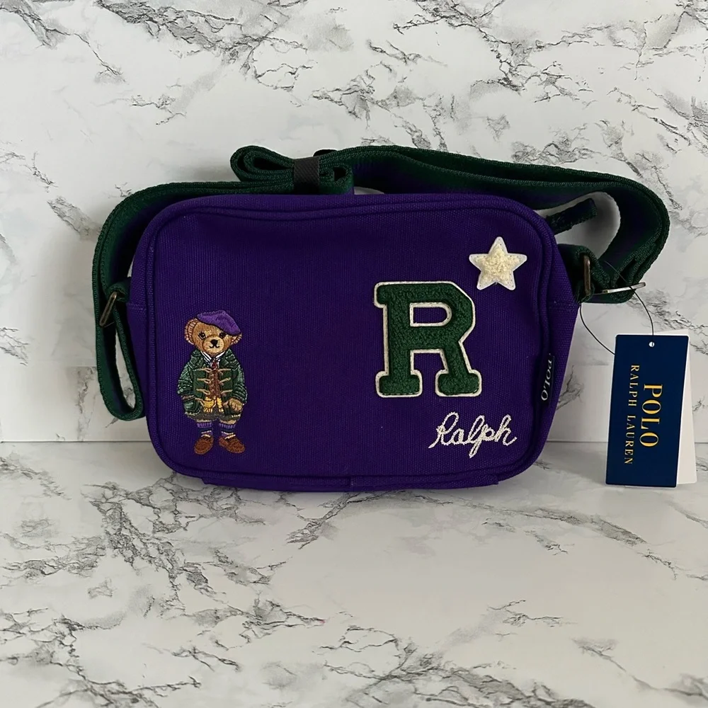 Polo Ralph Lauren Preppy Hampton Polo Bear Patched Canvas Bag Duffle Mini PWing